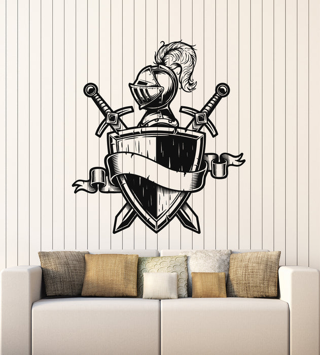 Brave Knight Sticker Vinyl Wall Decal Brave Warrior Logo Medieval Knight Helmet Shield Stic ...