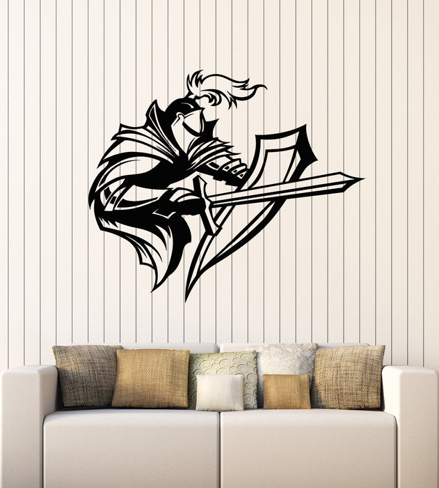 Vinyl Wall Decal Knight Sword Shield Warriors Middle Ages Stickers Mural (g6415)