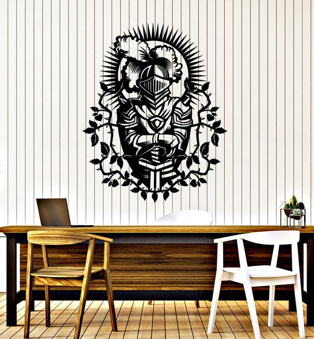 Autocollant mural en vinyle Guerrier médiéval Chevalier avec casque Autocollants pour chambre de garçons (g6484)