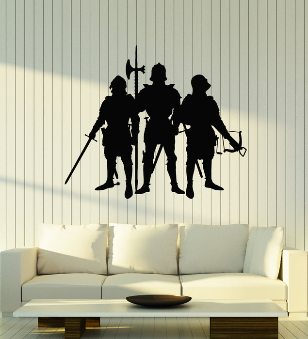 Vinyl Wall Decal Three Knights Combat Decor Medieval Warriors Stickers Mural (g7445)