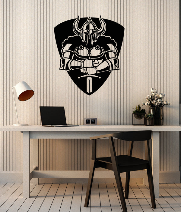 Vinyl Wall Decal Warrior Knight In Armor Shield And Sword Stickers Mural (g7827)