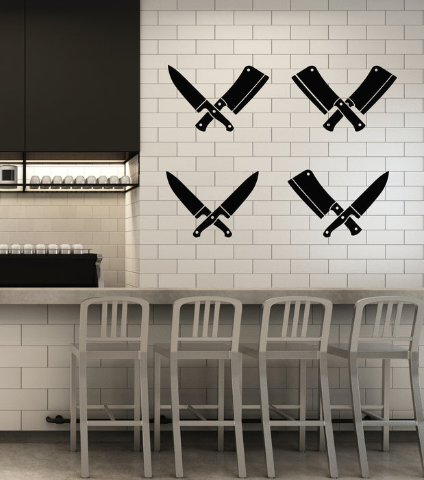 Vinyl Wall Decal Knives Butcher Shop Chef Kitchen Cafe Restaurant Stickers Mural (g2771)