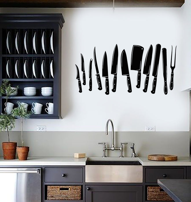 Vinyl Wall Decal Knives Set Bar Lounge Cooking Restaurant Kitchen Stickers Mural (g4284)