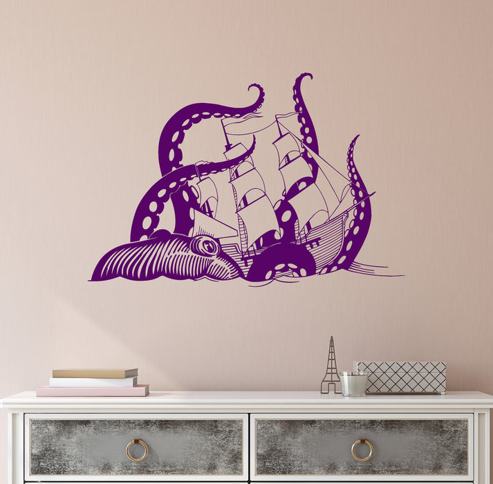 Vinyl Wall Decal Octopus Sea Monster Ocean Ship Stickers Unique Gift (995ig)