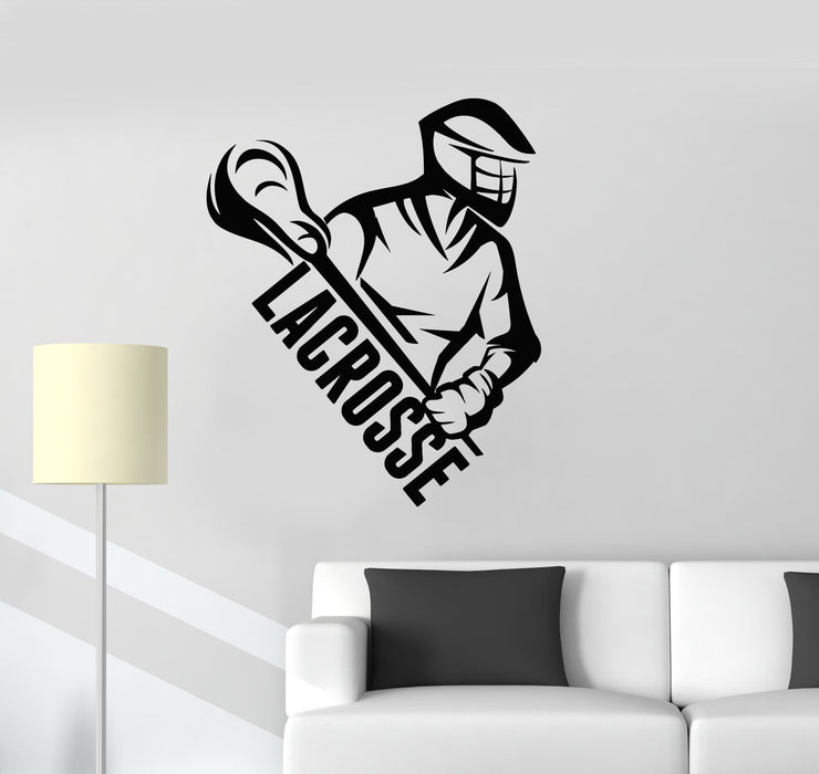 Vinyl Wall Decal Lacrosse Player Stick Word Sports Art Interior Stickers Mural (ig5722)