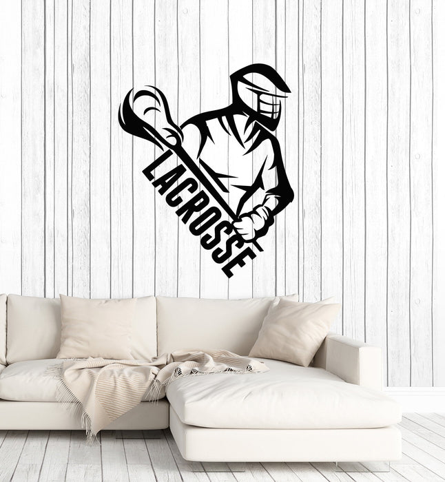 Vinyl Wall Decal Lacrosse Player Stick Word Sports Art Interior Stickers Mural (ig5722)