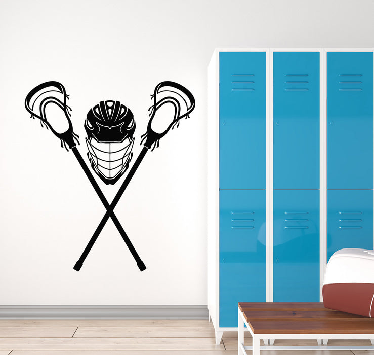 Vinyl Wall Decal Lacrosse Player Game Ball Mask Sport Decor Stickers Mural (g550)