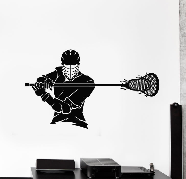 Vinyl Wall Decal Lacrosse Game Ball Stick Player Helmet Sport Stickers Mural (g834)