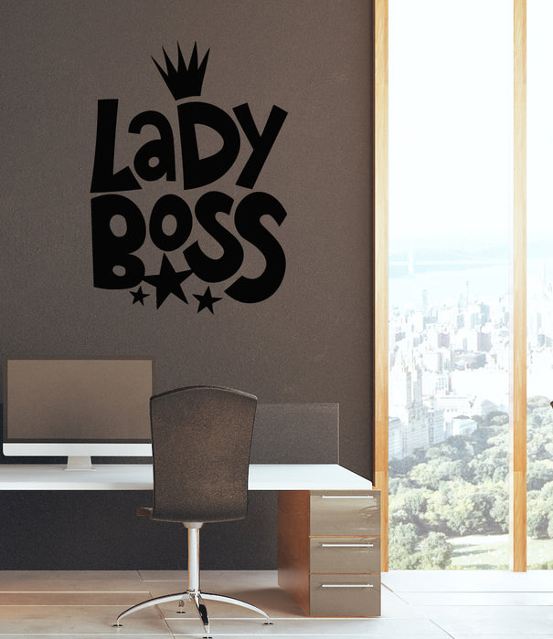 Autocollant mural en vinyle avec phrase de patronne, couronne, bureau, chambre, intérieur, autocollants muraux (g8040)