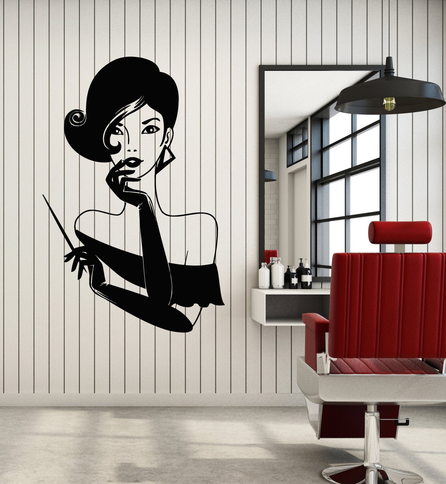 Lady Decals Vinyl Wall Decal Elegant Lady Retro Woman Female Face Stickers Mural ...