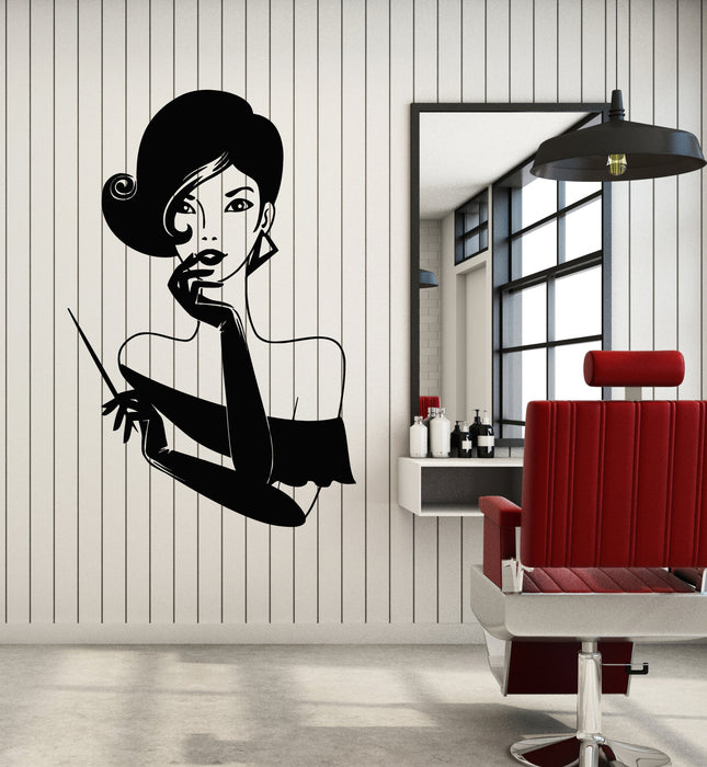 Vinyl Wall Decal Elegant Lady Retro Woman Female Face Stickers Mural (g3672)