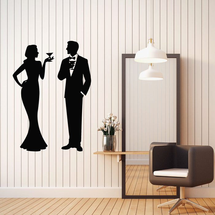 Vinyl Wall Decal Couple Gentleman Lady Vintage Romantic Decor Stickers Mural (g8343)