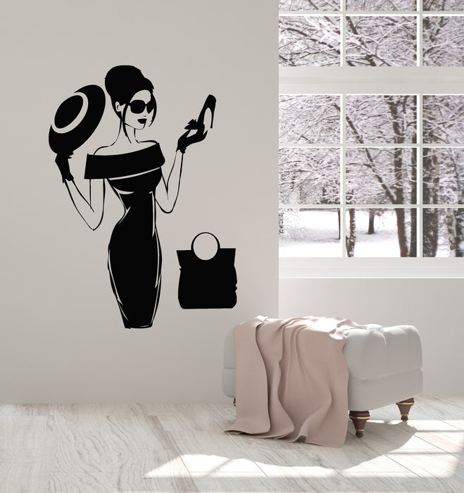 Vinyl Wall Decal Elegant Woman Dress Fashion Lady In Dress Stickers Mural (g3520) Vinyl Wall Decal Elegant Woman Dress Fashion Lady In Dress Stickers Mural (g3520)