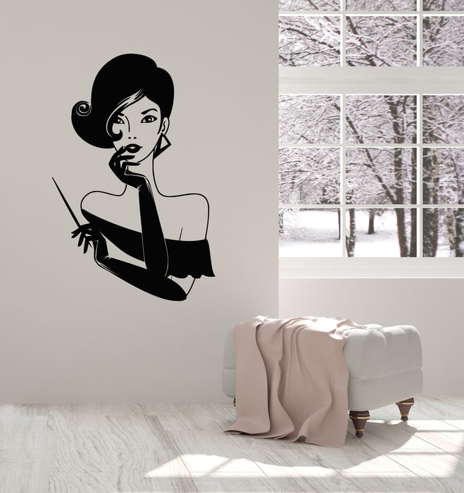 Vinyl Wall Decal Elegant Lady Retro Woman Female Face Stickers Mural (g3672)