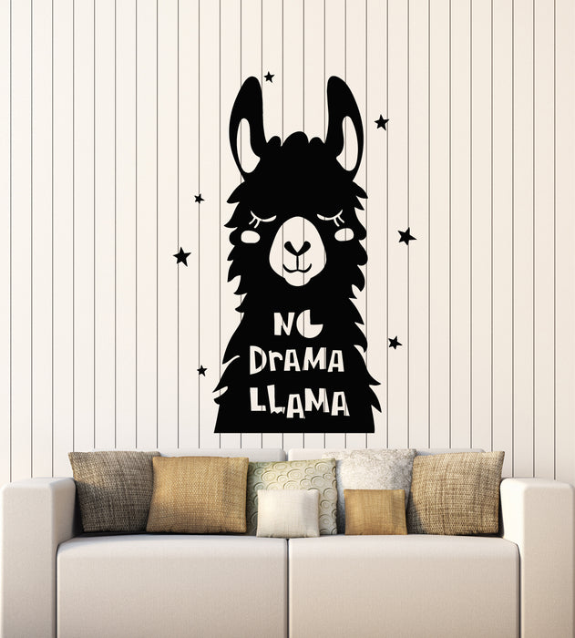 Vinyl Wall Decal No Drama Lama Phrase Animal Head Quote Stickers Mural (g2659)