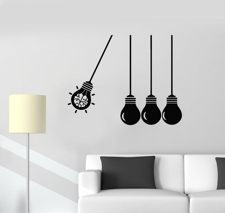 Vinyl Wall Decal Creative Idea Light Bulbs Brain Lamp Office Style Stickers Mural (g641)