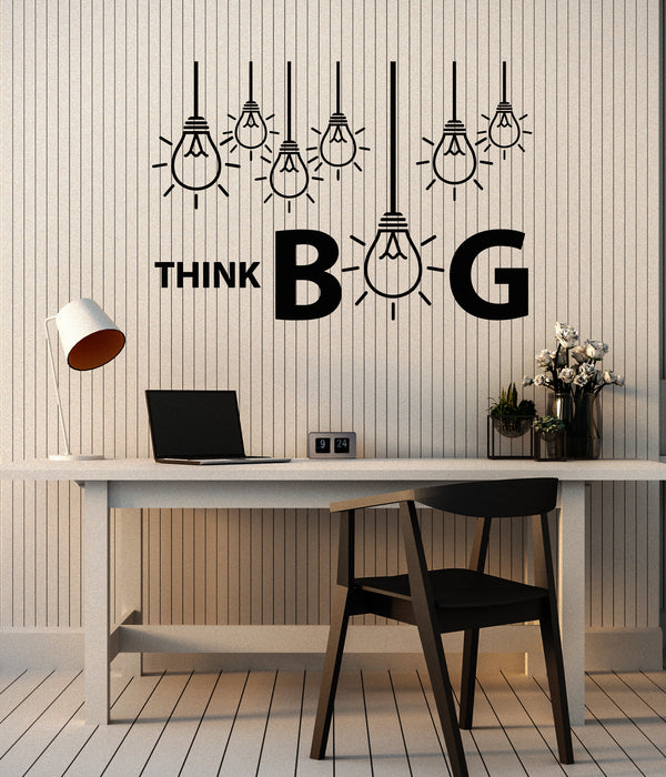Autocollant mural en vinyle Think Big Letter Idea Ampoules Lampe Bureau Chambre Autocollants Mural (g1534) 