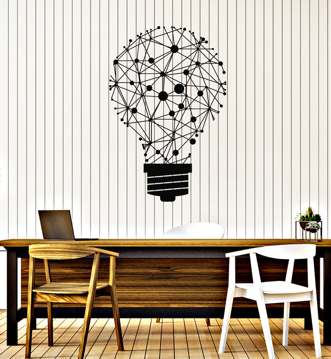 Vinyl Wall Decal Bald Lamp In The Form Network Business Idea Stickers Mural (g7948)