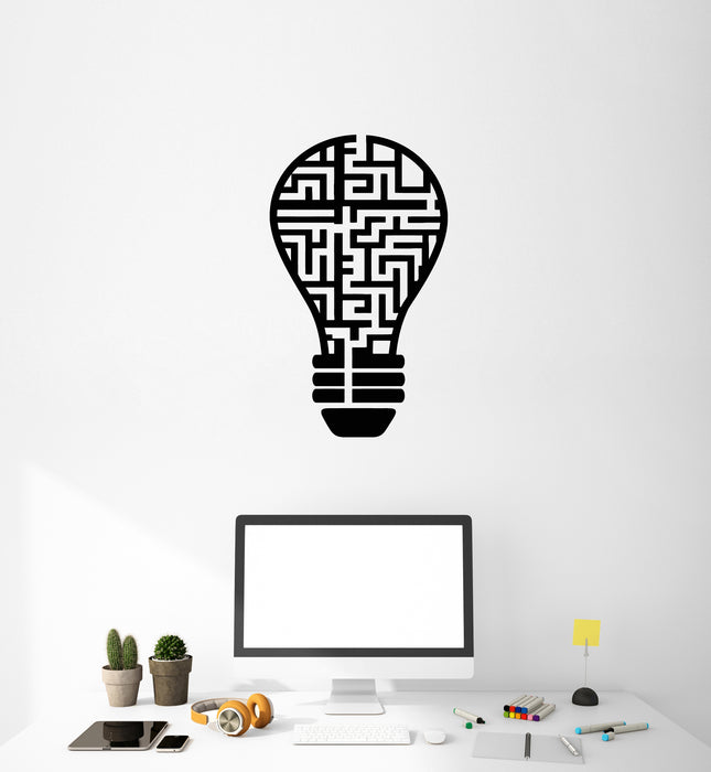 Vinyl Wall Decal Lamp Bulb Maze Idea Light Game Office Interior Stickers Mural (g3384)