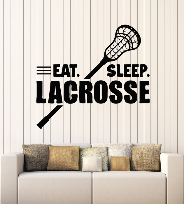 Vinyl Wall Decal Eat Sleep Lacrosse Game Ball Player Sport Decor Stickers Mural (g5840)