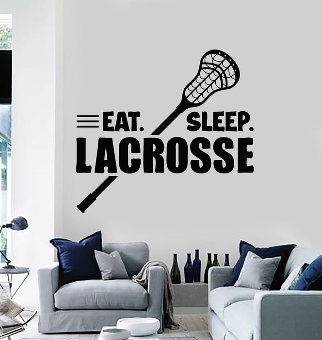 Vinyl Wall Decal Eat Sleep Lacrosse Game Ball Player Sport Decor Stickers Mural (g5840)