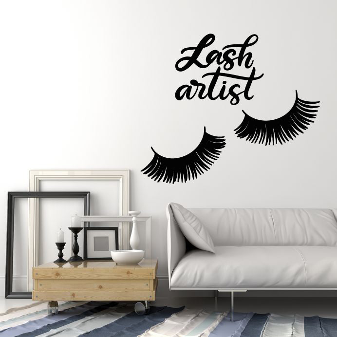 Vinyl Wall Decal Lash Artist Eyelashes Makeup Fashion Studio Stickers Mural (g1382)