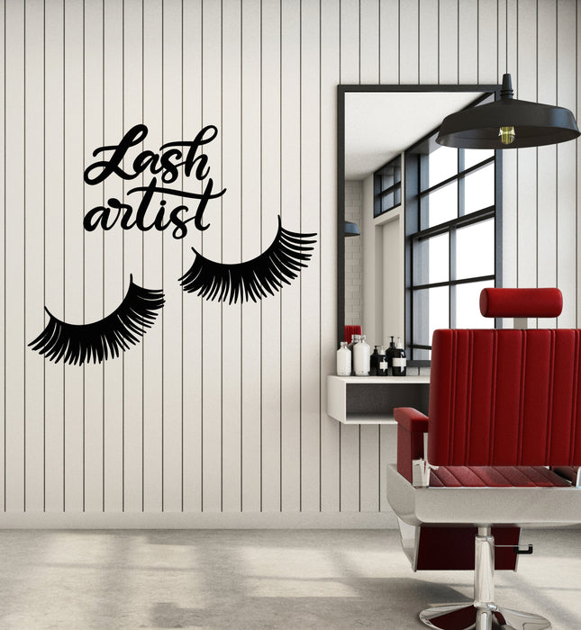 Vinyl Wall Decal Lash Artist Eyelashes Makeup Fashion Studio Stickers Mural (g1382)