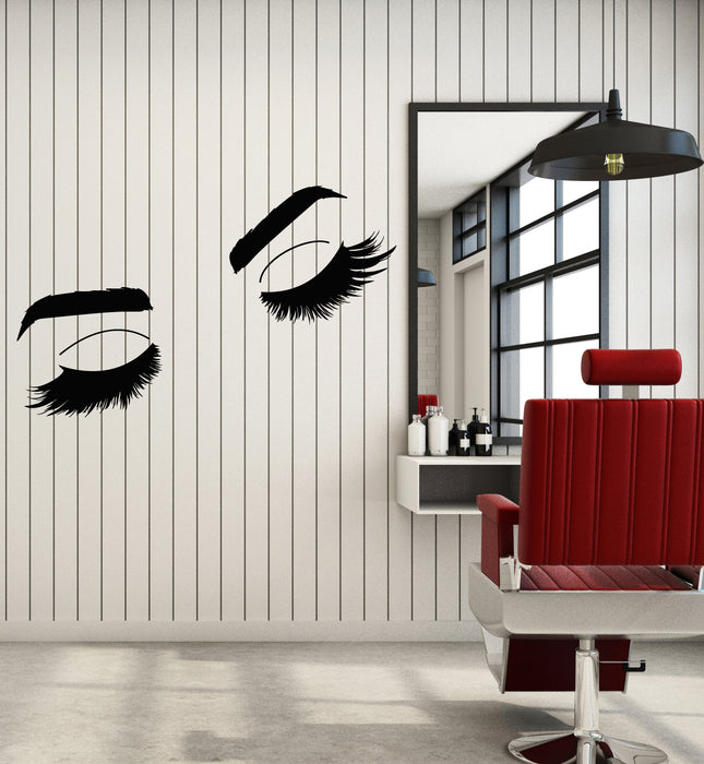 Vinyl Wall Decal Big Eyelashes Eyebrow Fashion Beauty Studio Makeup Stickers Mural (g1457)