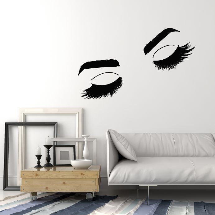 Vinyl Wall Decal Big Eyelashes Eyebrow Fashion Beauty Studio Makeup Stickers Mural (g1457)