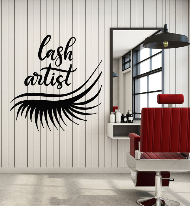 Vinyl Wall Decal Lash Artist Beauty Salon Lashmaker Big Eyelashes Stickers Mural (g4072)
