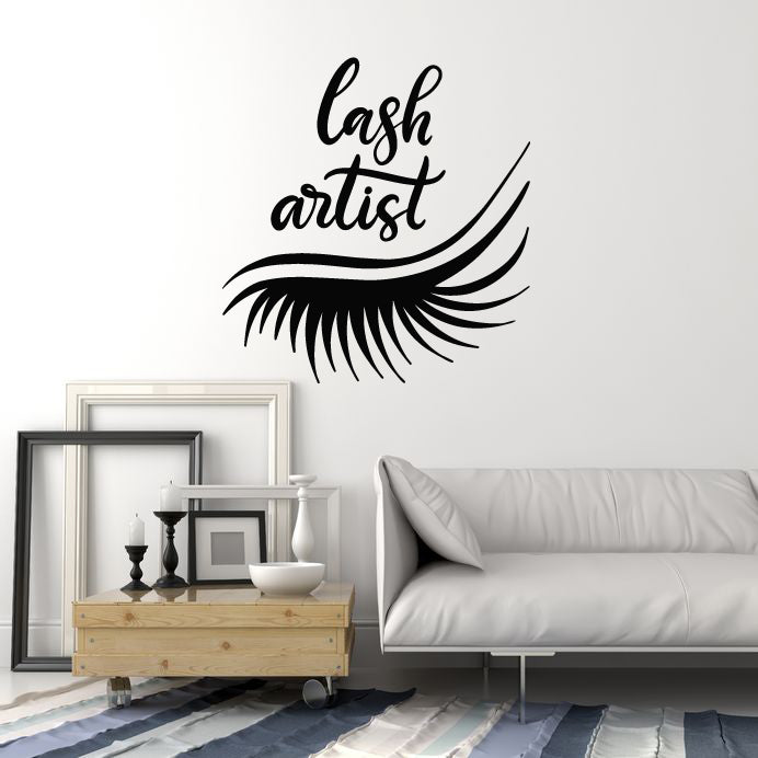 Vinyl Wall Decal Lash Artist Beauty Salon Lashmaker Big Eyelashes Stickers Mural (g4072)