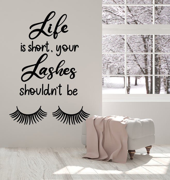 Vinyl Wall Decal Funny Quote Lashes Makeup Beauty Salon Stickers Mural (g1259)