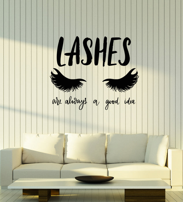 Vinyl Wall Decal Big Eyelashes Beauty Salon Quote Lashes Makeup Stickers Mural (g4271)