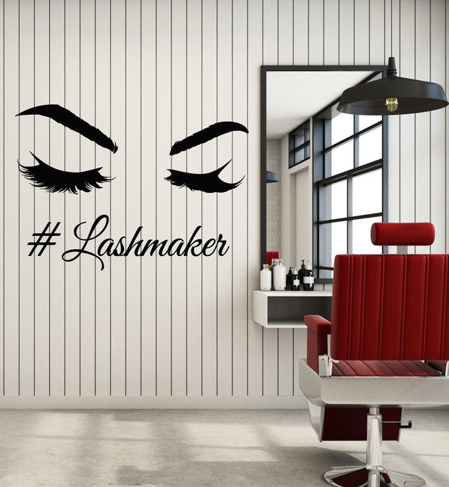 Vinyl Wall Decal  Beauty Salon Lashmaker Big Eyelashes Fashion Stickers Mural (g1907)