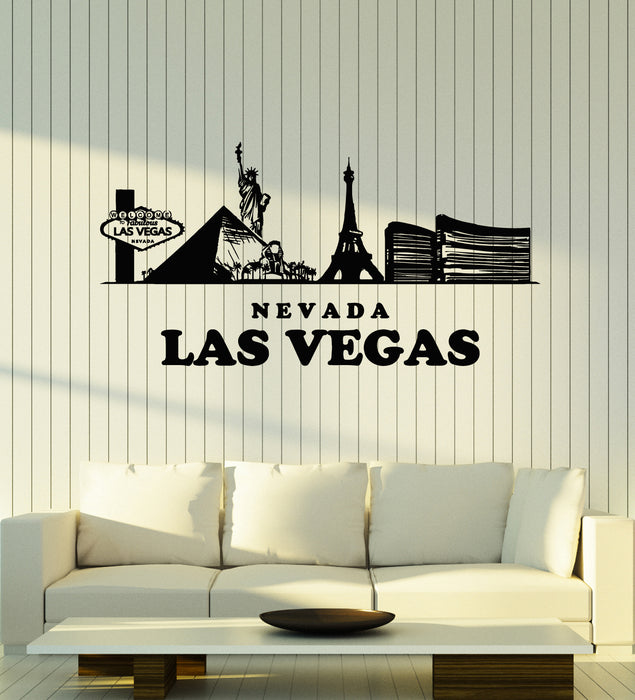 Vinyl Wall Decal Welcome Las Vegas Nevada Casino Gambling Stickers Mural (g5923)