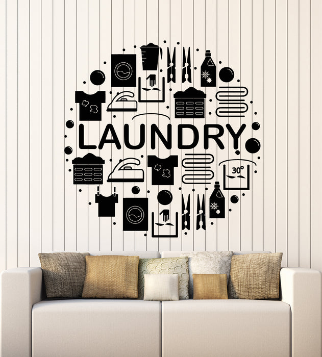 Vinyl Wall Decal Words Laundry Decor Dry Cleaning Service Washing Machine Stickers Mural (g1603)