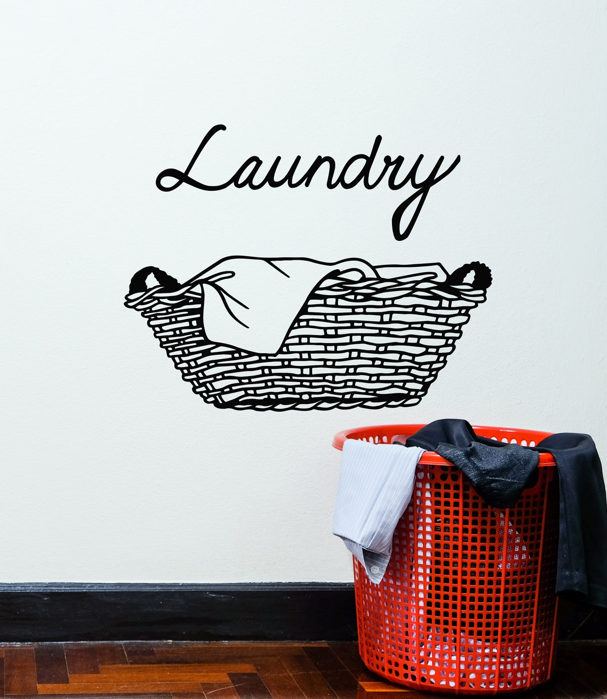 Vinyl Wall Decal Laundry Room Dry Basket Cleaning Cleaner Stickers Mur ...