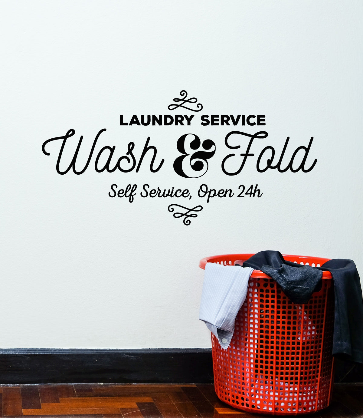 Vinyl Wall Decal Laundry Room Self Service Clothes Wash Fold Stickers ...