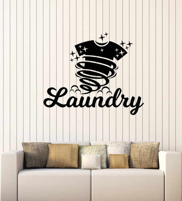 Vinyl Wall Decal Laundry Room Dry Clothes Cleaning T-shirt  Stickers Mural (g3608)