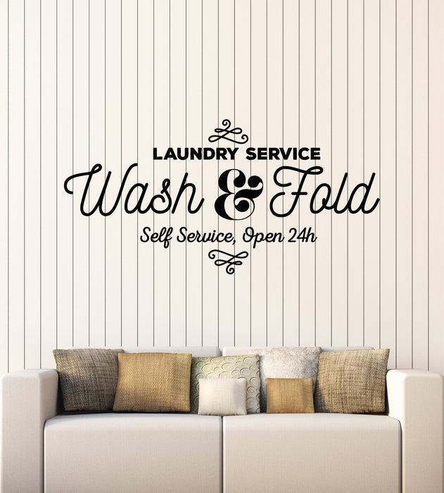 Vinyl Wall Decal Laundry Room Self Service Clothes Wash Fold Stickers Mural (g4843)