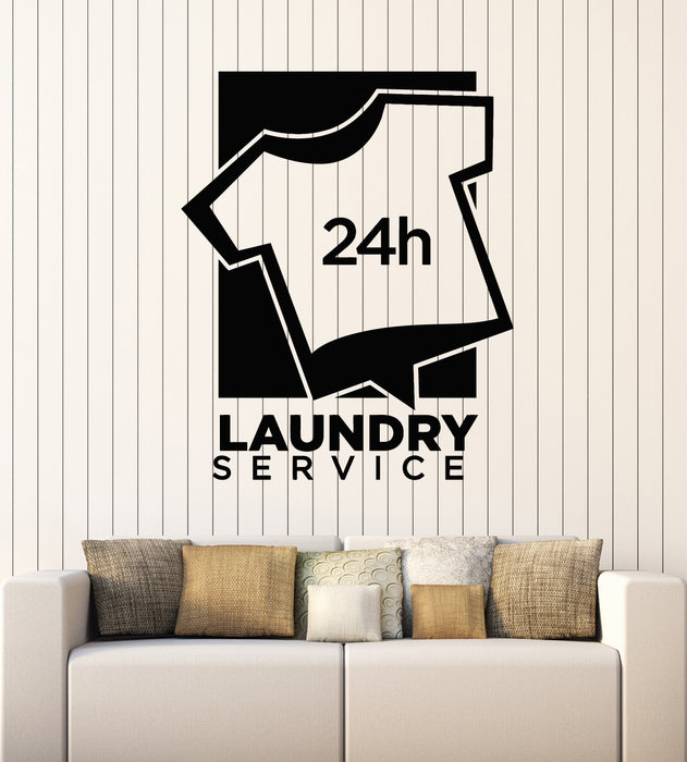 Vinyl Wall Decal Laundry Room Dry Cleaning Service 24h Stickers Mural (g3053)