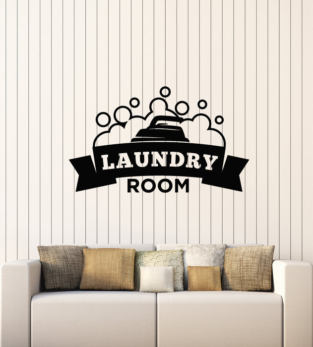 Vinyl Wall Decal Washing Cleaning Service Iron Laundry Room Stickers Mural (g3189)