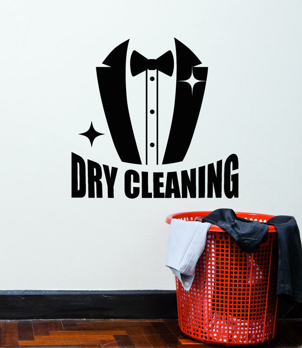 Vinyl Wall Decal Laundry Dry Cleaning Service Washing Clothes Stickers Mural (g3224)