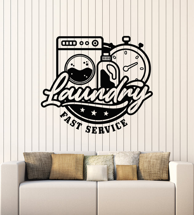 Vinyl Wall Decal Fast Service Laundry Dry Cleaning Room Stickers Mural (g6239)