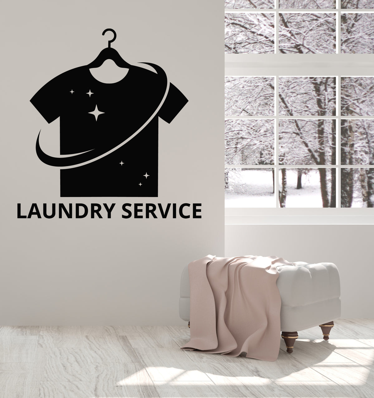 Laundry Service Vinyl Decal T-shirt Clean Lettering Stickers Mural (k0 ...