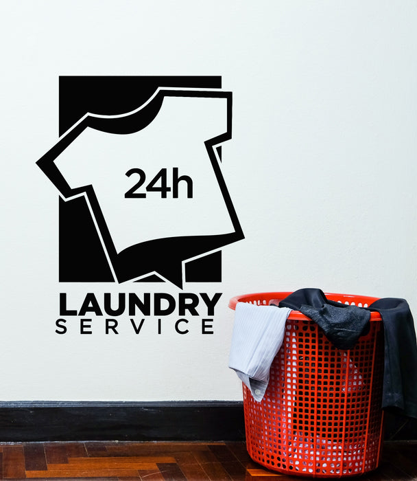 Vinyl Wall Decal Laundry Room Dry Cleaning Service 24h Stickers Mural (g3053)