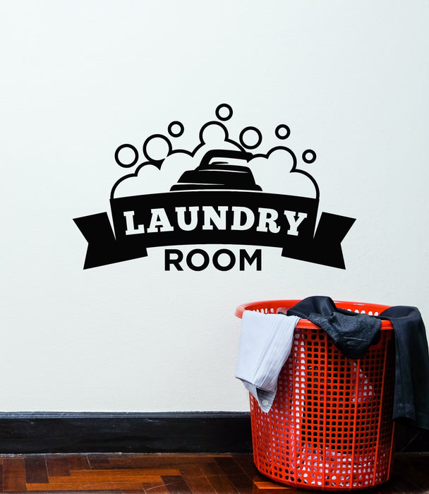 Vinyl Wall Decal Washing Cleaning Service Iron Laundry Room Stickers Mural (g3189)
