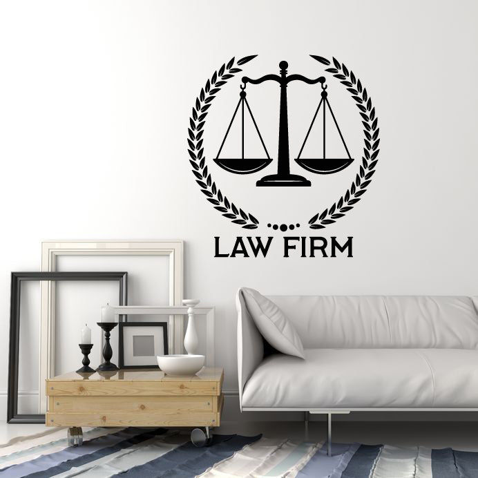 Vinyl Wall Decal Scales Of Justice Law Firm Court Office Style Stickers Mural (g2022)