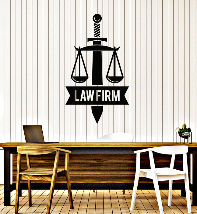 Виниловая наклейка на стену Весы Правосудие Меч Юридическая фирма Офис Суд Наклейки Фреска (g2031)