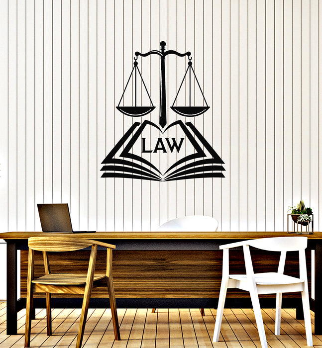 Виниловые наклейки на стену Весы Закон Суд Фирма Офис Законодательство Судья Наклейки Фреска (g2034)